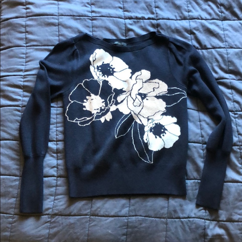 Ann Taylor Puff Sleeve Sweater - Flowers